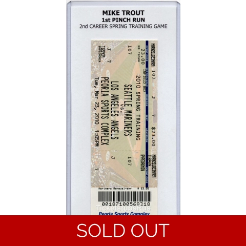 Mike Trout 1ST PINCH RUN Pre Debut 2010 Angels @ Mariners 3-23 Full Ticket RARE!